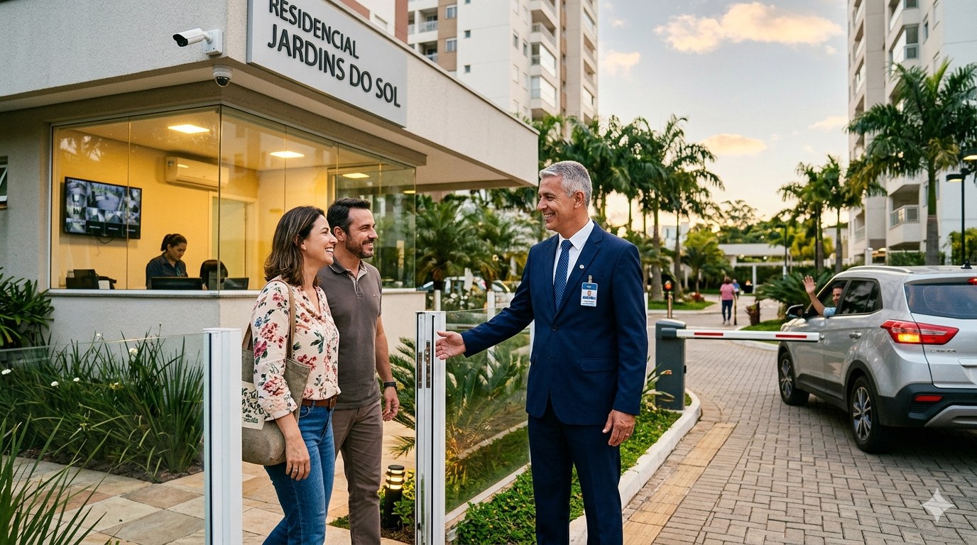 Equipe RF Clean de recepção em ambiente corporativo